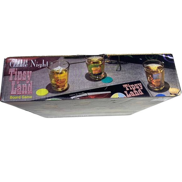 Game Night Tipsy Land Glass Board w/4 shot glasses NEW - Picture 3 of 5